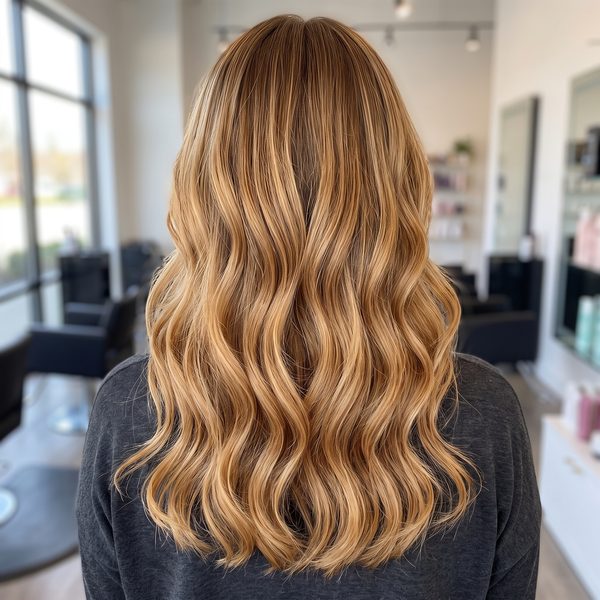 Soft honey balayage waves